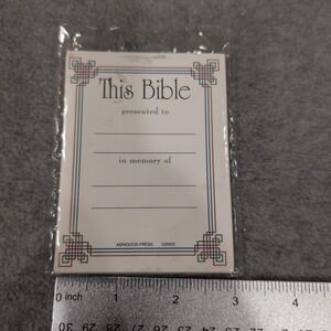 Vintage Blank Abingdon Press Bible Presentation Bookplates Pack of 15 Cokesbury
